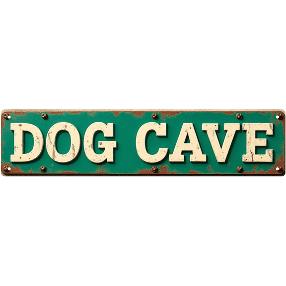 Vintage Dog Cave Tin Sign - 16x4 Inch - Ideal for Dog Room, Garage, Man Cave Decor - Dog Themed Signs, Pet Decor