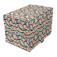 thumbnail image 1 of Vintage Dog Crate Cover, Vintage 80s Style Geometrical Pattern with Triangles and Circles in Memphis Fashion, Easy to Use Pet Kennel Cover for Dogs, 35" x 23" x 27", Multicolor, by Ambesonne, 1 of 6
