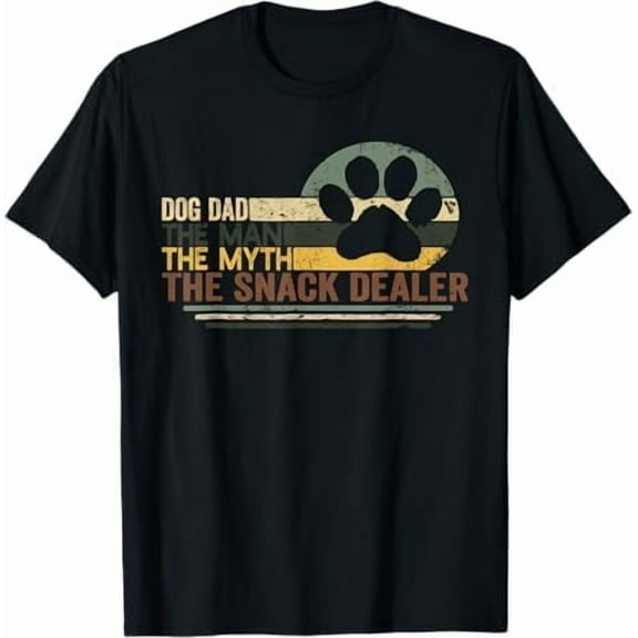 Vintage Dog Dad The Man The Myth Snack Dealer Father Day T-Shirt Best Dog Dad Ever Shirt Funny Puppy Pet Lover Gift Tee