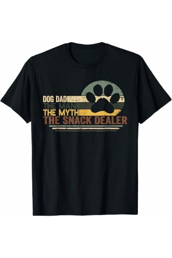 Vintage Dog Dad The Man The Myth Snack Dealer Father Day T-Shirt Best Dog Dad Ever Shirt Funny Puppy Pet Lover Gift Tee