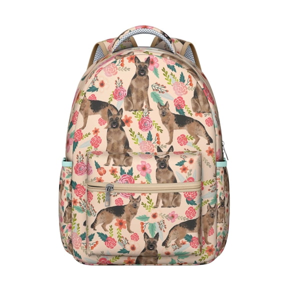 "Vintage Dog Illustration Backpack - Retro-Inspired College Bookbag, Nostalgic Dog Gift with Expandable Main Section & Pen Organizers"