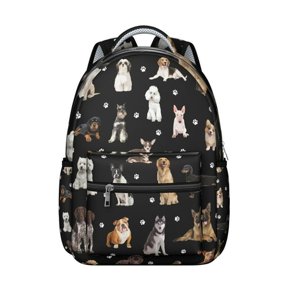 Vintage Dog Illustration Backpack with Floral Designs, Perfect for Dog Lovers, Comfortable Straps, and Ample Storage