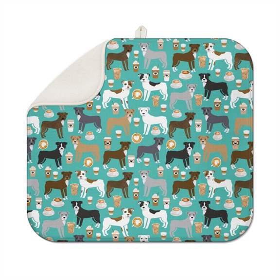 Vintage Dog Illustration Drying Pad Multipurpose Countertop Mat for Pet Lovers 18"x16"