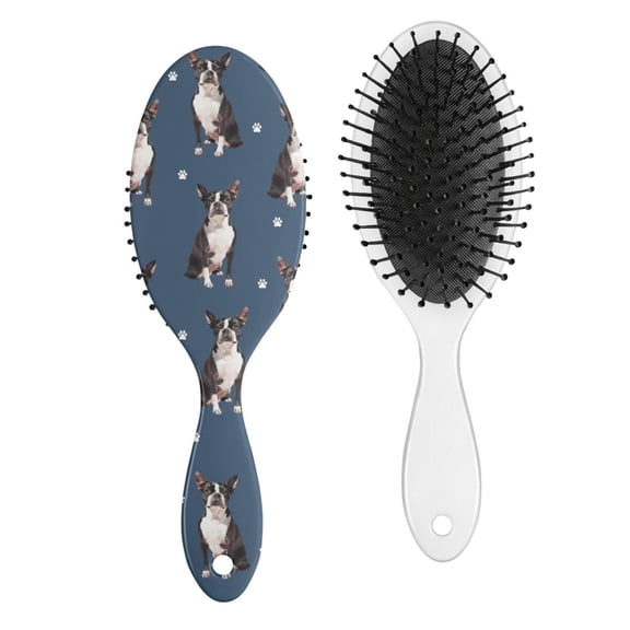 Vintage Dog Illustration Paddle Brush - Smooths Hair Without Static