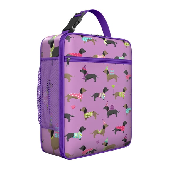 Vintage Dog Illustration Thermal Bag, Funny Artistic Print Lunch Box for Work, School, Moms, Dog Lovers