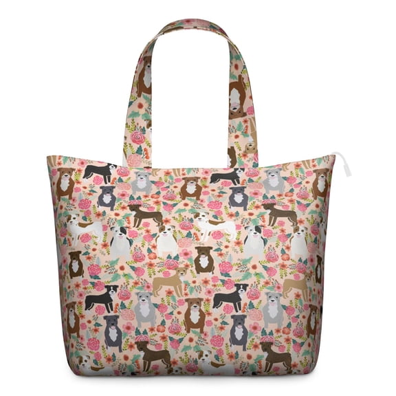 Vintage Dog Illustration Travel Bag, Boho Style Puppy Print Weekender Tote, Carry-on for Women Dog Lovers
