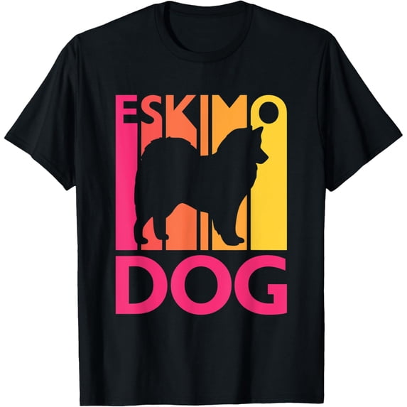 Vintage Dog Lover American Eskimo Dog T-ShirtMen's and women's gift, black and white T-shirt, size: Extra large S-4XL