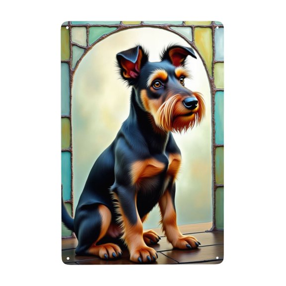 Vintage Dog Metal Tin Sign Wall Decor Pet Art Animal Poster 8x12 Inch Metal Sign Retro Home Decor Puppy Artwork Metal Wall Art