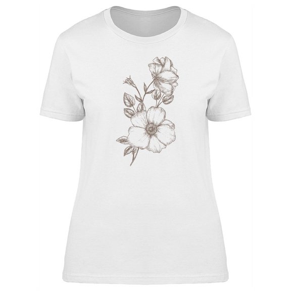 Vintage Dog Roses Sketch T-Shirt Women -Image by Shutterstock, Female 3X-Large