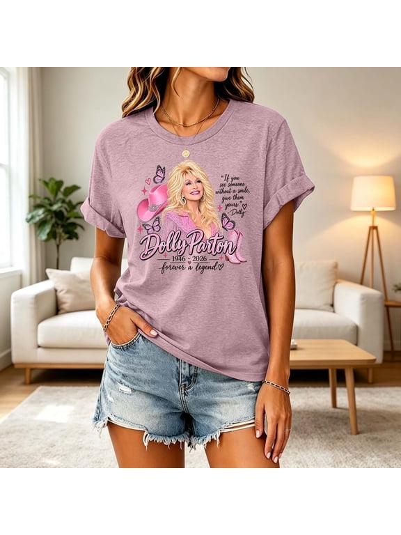 Vintage Dolly Shirt, Parton Memorial T-Shirt, Country Legend Tee, Retro Country Singer Graphic Tee, Women Short Sleeve Tops