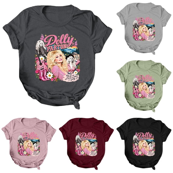 Vintage Dolly Shirt, Parton Memorial T-Shirt, Country Music Shirts, Women's Graphic Tees Tshirt Crewneck Casual Short Sleeve T Shirt Tops,S