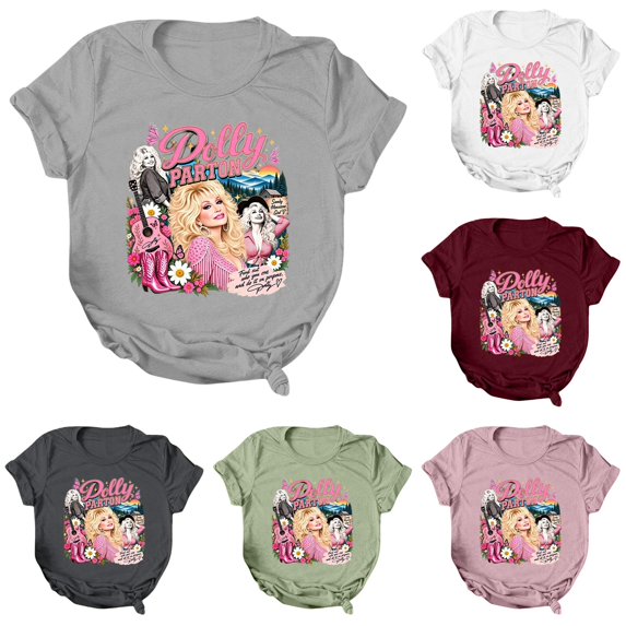 Vintage Dolly Shirt, Parton Memorial T-Shirt, Country Music Shirts, Women's Graphic Tees Tshirt Crewneck Casual Short Sleeve T Shirt Tops,S