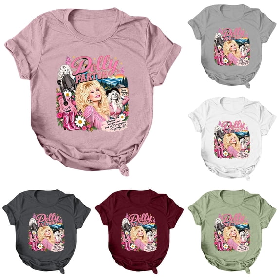 Vintage Dolly Shirt, Parton Memorial T-Shirt, Country Music Shirts, Women's Graphic Tees Tshirt Crewneck Casual Short Sleeve T Shirt Tops,XXL