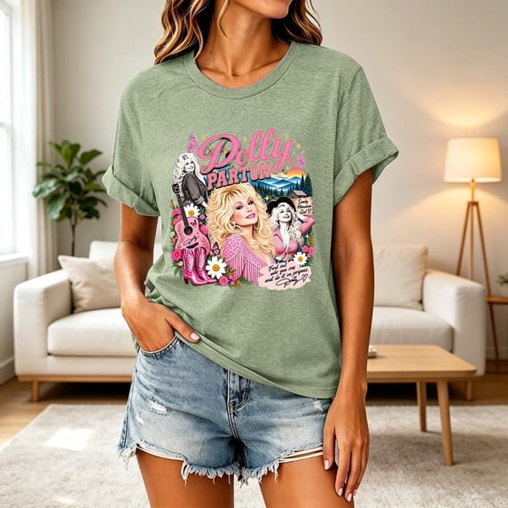 Vintage Dolly Shirt, Parton Memorial T-Shirt, Country Music Shirts, Women's Graphic Tees Tshirt Crewneck Casual Short Sleeve T Shirt Tops,XXXL