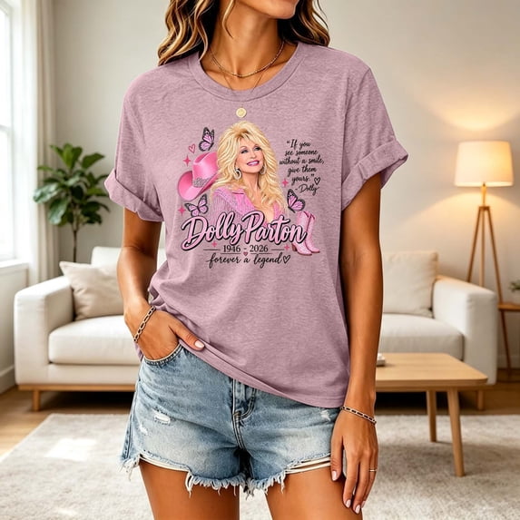 Vintage Dolly T-Shirt, Parton Memorial T Shirts, Women's Graphic Tees Tshirt Country Music Shirts Crewneck Short Sleeve T Shirt Casual Tops,L