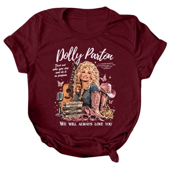 Vintage Dolly Tshirt Parton Memorial T-Shirt for Women Country Music Legend Short Sleeve Crew Neck Graphic Tee Tops