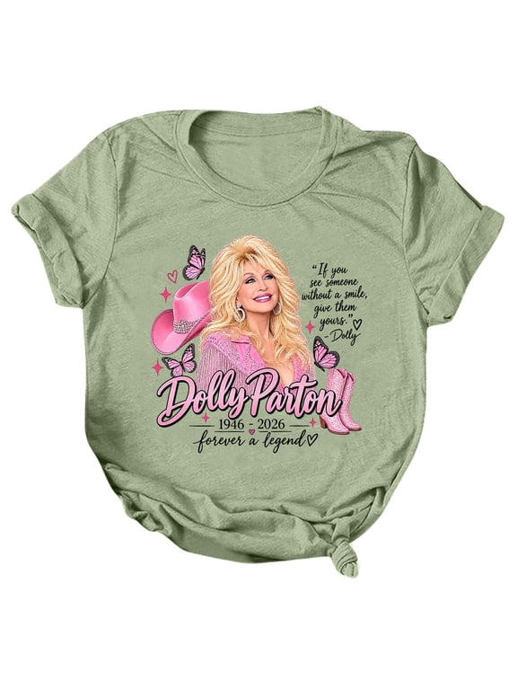 Vintage Dolly Tshirts, Parton Memorial Tshirts Country Legend Graphic Tees Women Tshirt Casual Country Music Shirt For Band Music Lovers Short Sleeved T Shirt