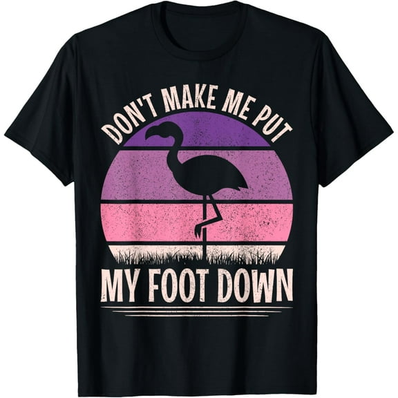 Vintage Don't Make Me Put My Foot Down Women Funny Flamingo T-Shirt100% pure cotton