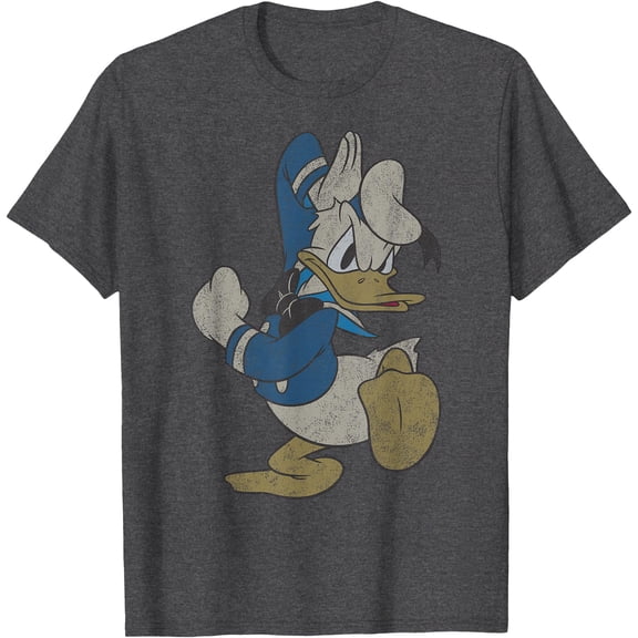 Vintage Donald Duck DTG Print Unisex T-Shirt,Dark Heather Grey Color,Size YXS