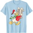 thumbnail image 1 of Vintage Donald Duck with Holiday Present DTG Print Unisex T-Shirt,Light Blue Color,Size YM, 1 of 5