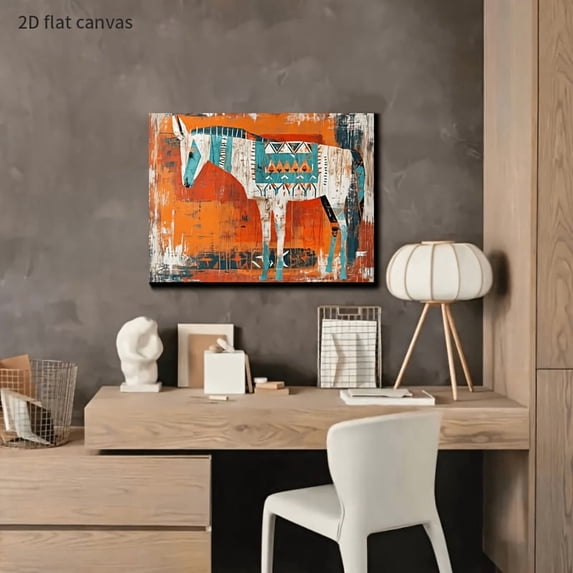 Vintage Donkey Canvas Art-Wooden Frame Southwest Wall Decoration, Modern Abstract Texas Theme Home and Office Decorations, Western Style Wall Decoration, Suitable for Home, Living Room, Bedroom Decor