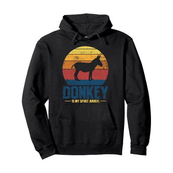 Vintage Donkey Farmer Hoodie - Classic Black Pullover with Kangaroo Pocket, Cotton Blend, Perfect for Fall & Winter - Gift Idea