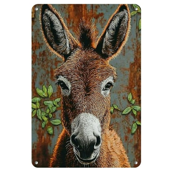 Vintage Donkey Metal Wall Art Decor, Set of 1, Rustic Animal Print Sign for Garden, Club, Outdoor, Garage, Flat