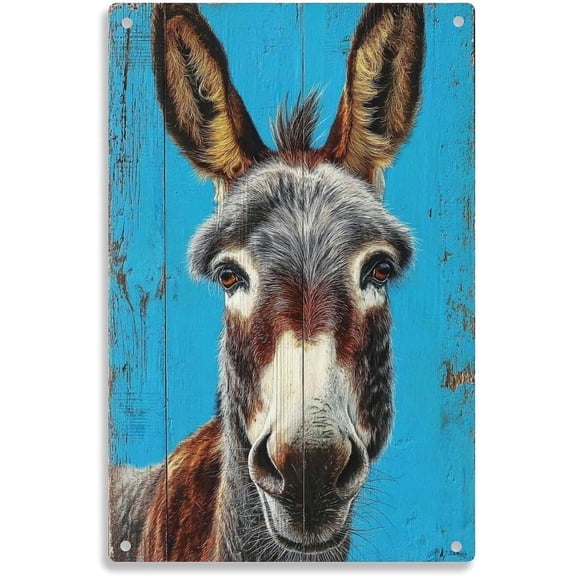 Vintage Donkey Portrait Metal Tin Sign Rustic Farm Animal Wall Decor for Bar Home Garden 8 x 12 Inch, Easy to Hang