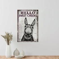 Vintage Donkey Why Hello Sweet Cheeks Funny Bathroom Poster 11 x 17 Inch Poster