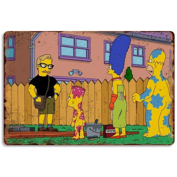Vintage Doodle Simpson Poster Metal Sign The Simpsons Cartoon Tin Signs Retro Plaque For Home Kitchen Office Club Bar Gym Wall Decor Gift 8x12 Inch