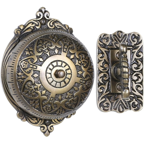 Vintage Doorbell  Victorian Twist Brass Doorbell Chime with Manual Hand Turn Chime  Solid Brass Antique Finish  Mechanical, Wireless Door Bell, DIY Installation, Decorative Classic Design