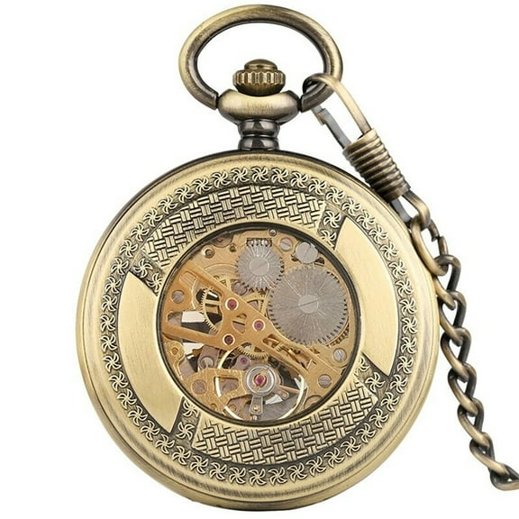 Vintage Double Cover Mechanical Pocket Watch Hand-Winding Movement, Elegant Design for Special Occasions