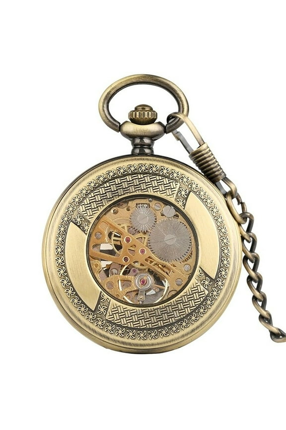 Vintage Double Cover Mechanical Pocket Watch Hand-Winding Movement, Elegant Design for Special Occasions