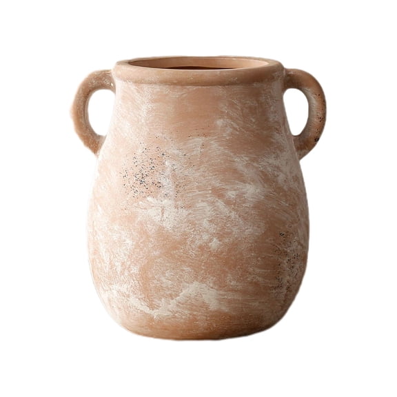 Vintage Double Ear Ceramic Vase, Handmade Antique Flower Utensil, Ideal for Rustic Home Decor, Perfect for Dining Tables, Fireplaces, and Gift Giving, Great for Friends and Family
