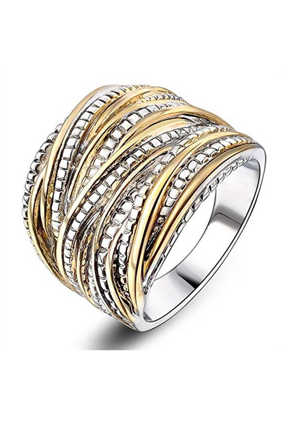 Vintage Double Gold Texture Unisex Ring