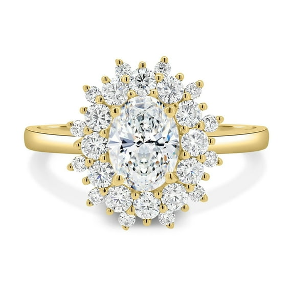 Vintage Double Halo Oval Cut Clear Moissanite Diamond Engagement Ring 2.5 Carat Gold Plated Size- (5 - 13) Available