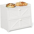 thumbnail image 1 of Vintage Double Layer Bread Box for Kitchen Counter Bamboo Bread Storage Container Large Capacity Bread Storage Bin (White), 1 of 16