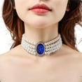thumbnail image 1 of Vintage Double Layered Pearl Choker Necklace Sapphire Pearl Necklace Women Elegant Clavicle Chain Banquet Accessories Gift, 1 of 6