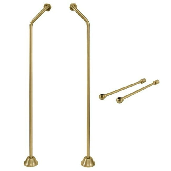 Vintage Double Offset Supply Line with Wall Bracket Combo, Brushed Brass