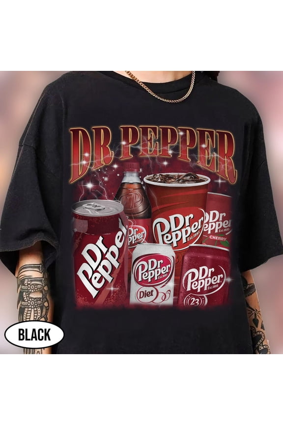 Vintage Dr Pepper Shirt, Retro Dr Pepper Bootleg Shirt, Dr Pepper Lover Shirt, Vintage Soda Lover Shirt,Black Color,Size 2XL