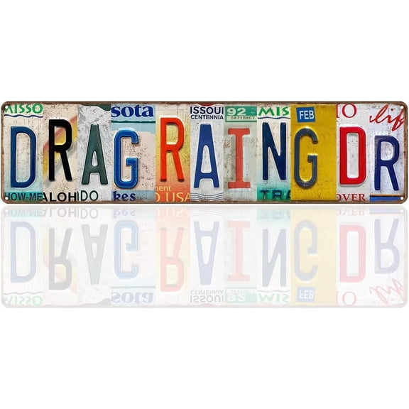 Vintage Drag Racing Dr Wall Decor Street Signs Accessories Metal Tin Signs Racing Gift For Man Bedroom Car Room Decor 16 X 4 Inches