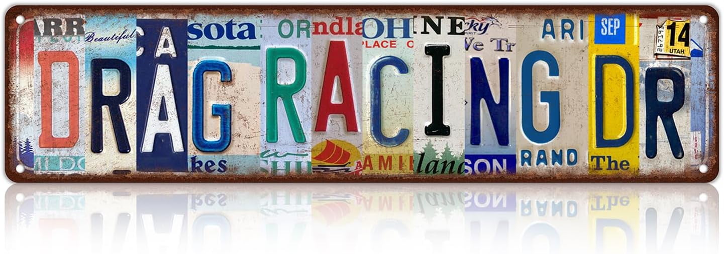 Vintage Drag Racing Dr Wall Decor Street Signs Metal Tin Signs 16 x 4 ...