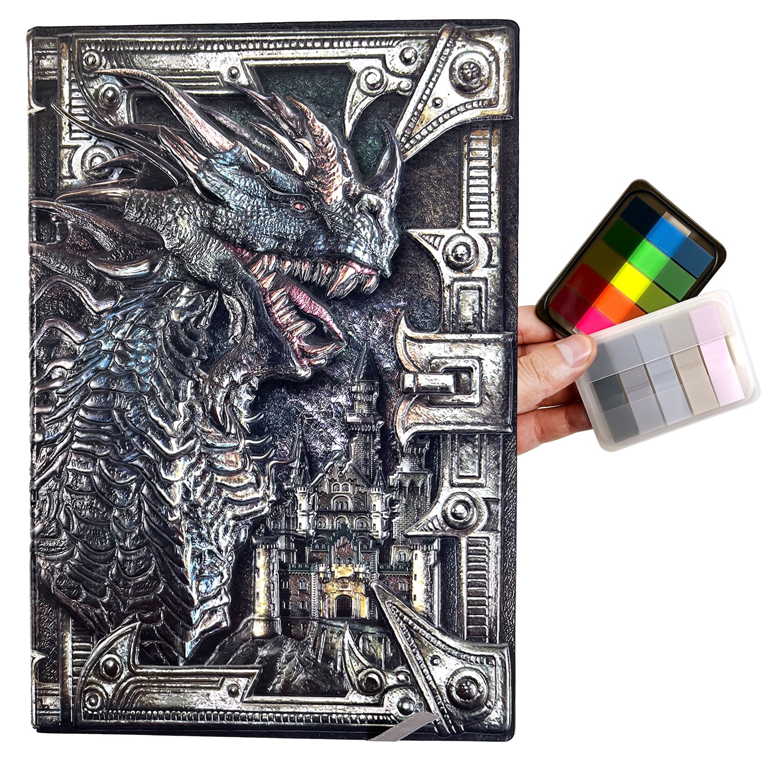 Vintage Dragon Embossed Leather Notebook DND Notebook Travel Journal.Antique Handmade A5 Journal,Hardcover Liner,Writing Notebook Gift for Men&Women (Colorful Dragon)