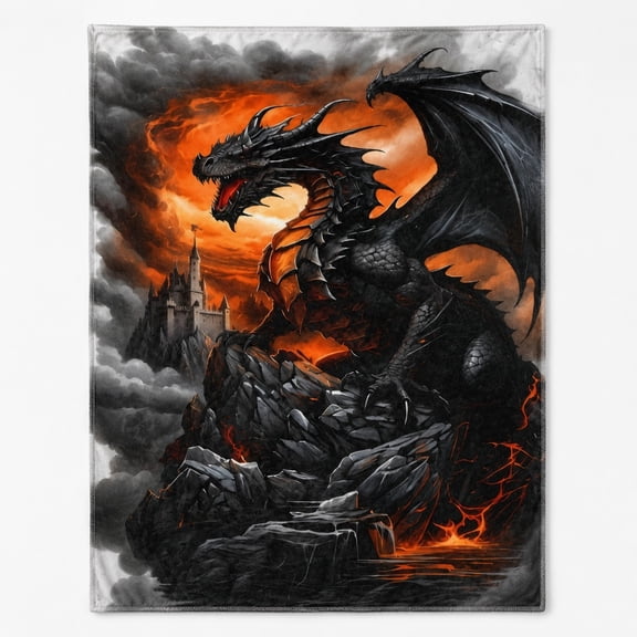 Vintage Dragon Fleece Throw Blanket, 280 GSM Polyester, Soft Printed All-Season Throw