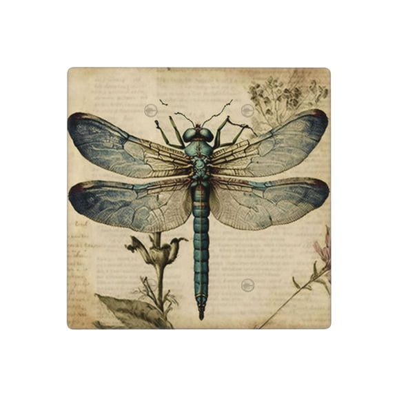 Vintage Dragonfly Art Double Blank Wall Plate Decorative Electrical Outlet Light Switch Cover Switchplate