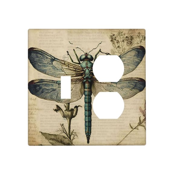 Vintage Dragonfly Art Toggle Outlet Wall Plate Decorative Electrical Outlet Light Switch Cover Switchplate