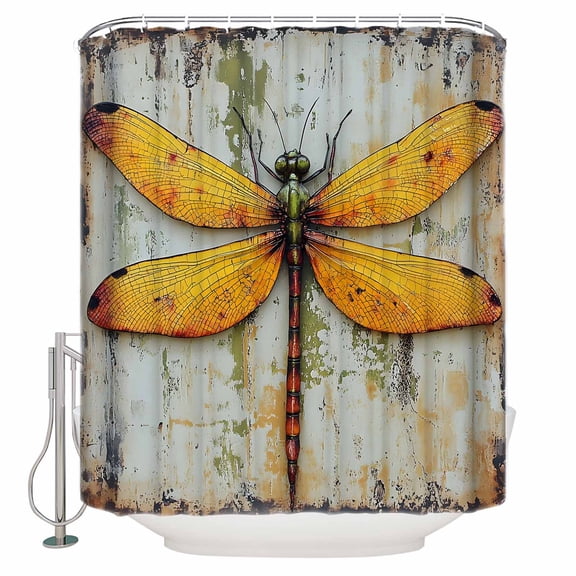 Vintage Dragonfly Bathroom Shower Curtains with 12 Hooks Polyester Waterproof Shower Curtain for Stalls and Bathtubs Spring Summer Abstract Oil Painting Decorative Bathroom Curtain 66x72 Inches