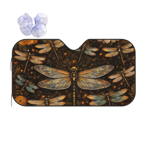 Vintage Dragonfly Car Windshield Sun Shade Universal Fit Auto Sun Visor Protector