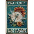 thumbnail image 1 of Vintage Dragonfly Decor, Gifts For Women Girl Teens, What If I Fall Sunflower Vintage Tin Sign For Home Office Bedroom Wall Decor, Christmas New Home Gift Party Decor 12x8 Inches, 1 of 6