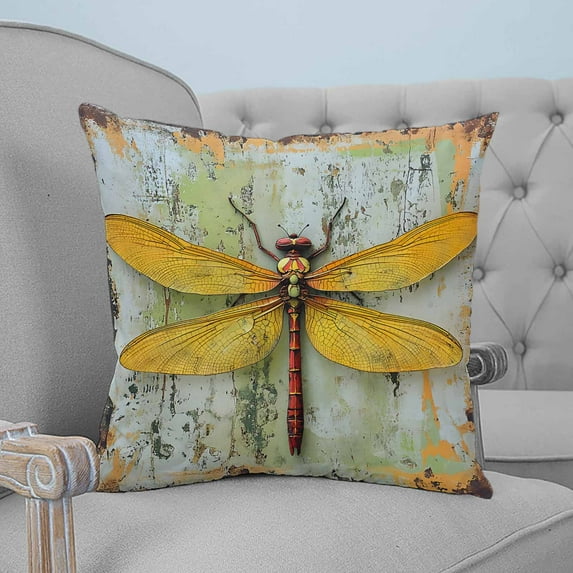 Vintage Dragonfly Decorative Pillowcase 16''x16'', Abstract Retro Oil Painting Throw Pillow Covers Soft Cushion Case for Couch Sofa Bedroom Living Room, Pillowcase Boho Decor